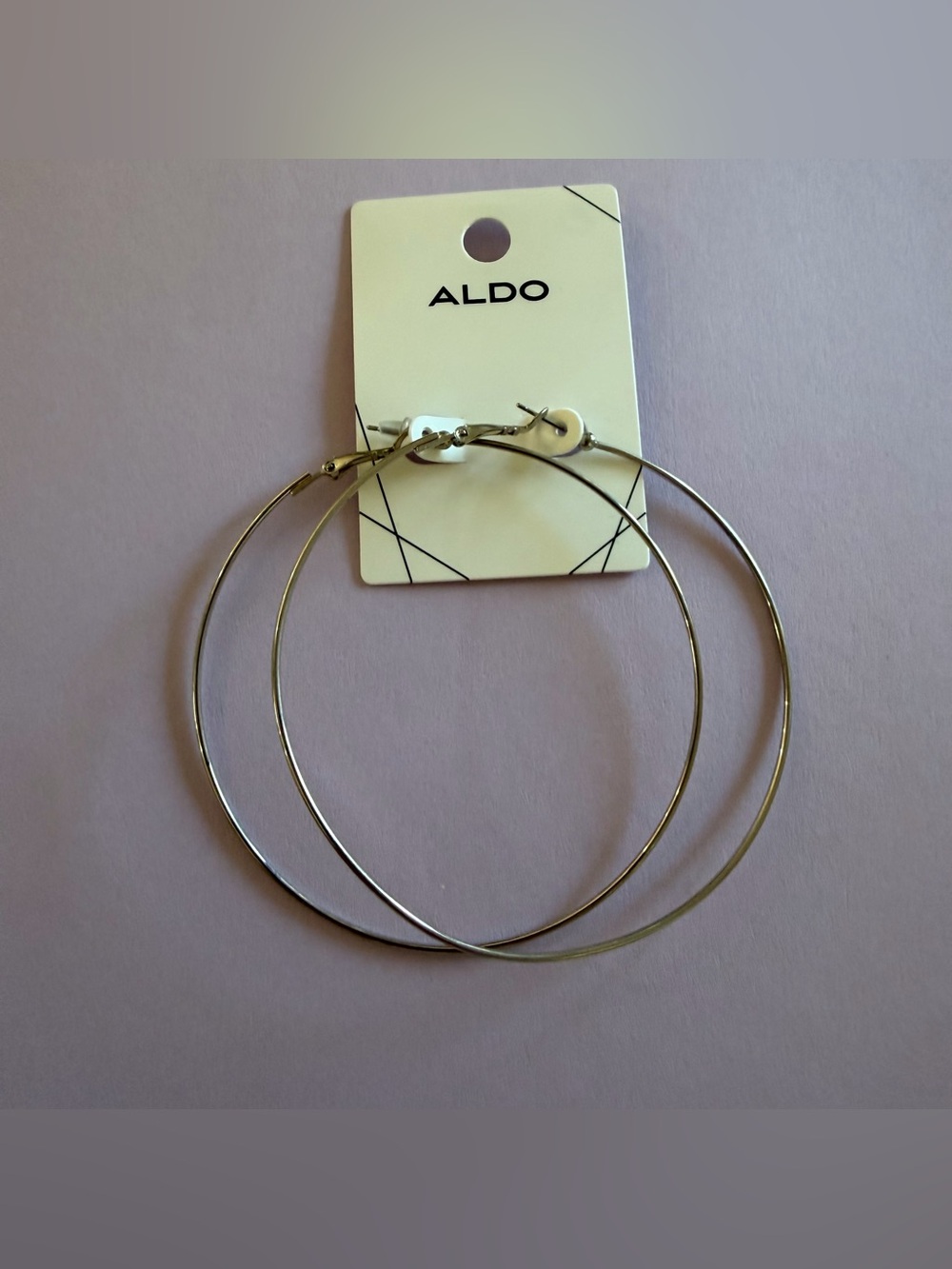 7.5”ALDO Silver Thin Hoop Earrings - Oversized Pair